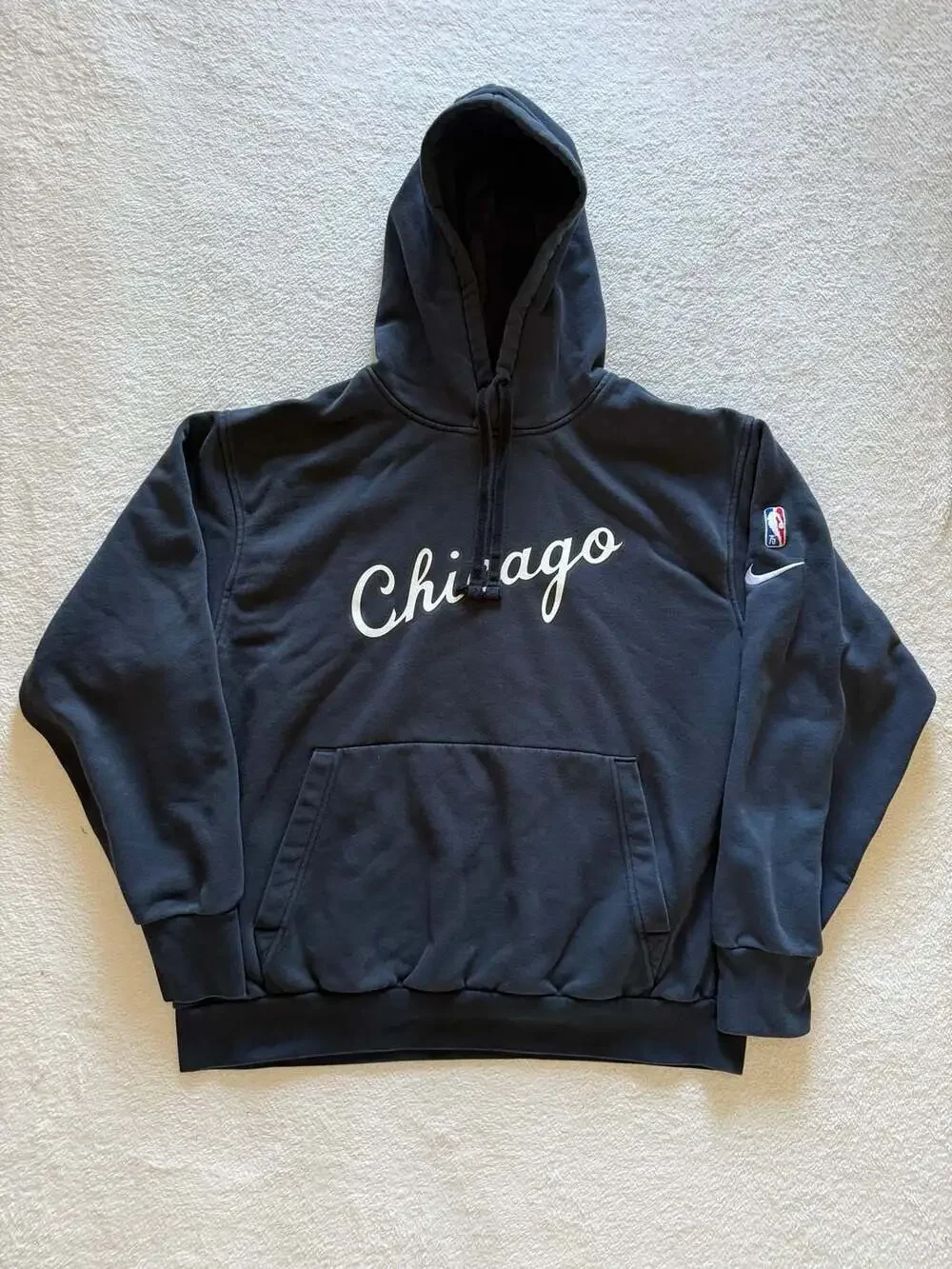 Chicago Bulls Hoodie Mens Medium Black Nike 75th Anniversary Sweatshirt NBA